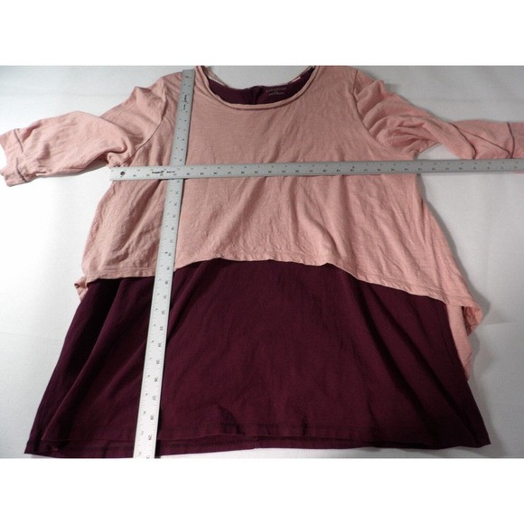 Catherines 0X 14/16 Top Shirt Pink Burgundy LagenLook Layered Plus 3/4 Sleeve - Picture 5 of 8